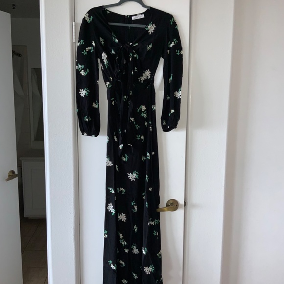 NWT Flynn Skye black floral long sleeve maxi dress - Picture 7 of 7